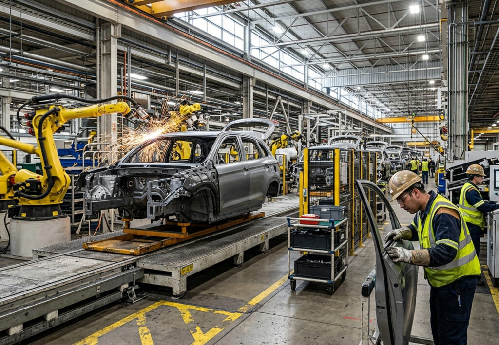 Robotic car body assembly line